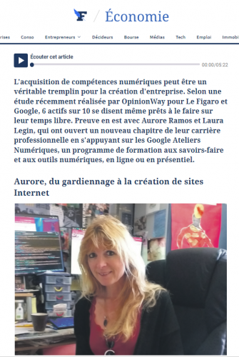 article du figaro sur la freelance aurore création web, créatrice de sites internet dans toute la France